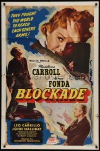 9p112 BLOCKADE 1sh R1948 Madeleine Carroll, Henry Fonda, directed by William Dieterle!