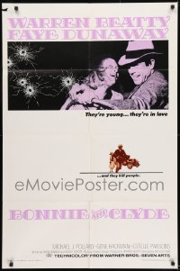 9p125 BONNIE & CLYDE 1sh 1967 notorious crime duo Warren Beatty & Faye Dunaway, Arthur Penn!