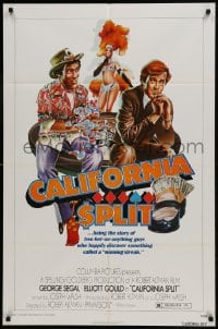9p152 CALIFORNIA SPLIT 1sh 1974 Robert Altman, George Segal & Elliott Gould as pro poker players!