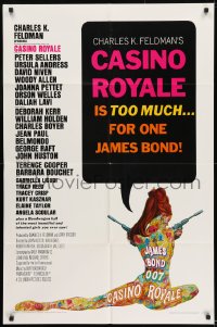9p162 CASINO ROYALE 1sh 1967 all-star James Bond spy spoof, psychedelic art by Robert McGinnis!