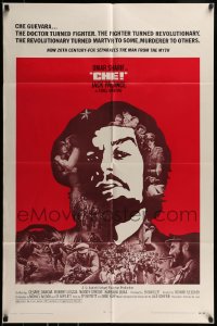 9p175 CHE int'l 1sh 1969 art of Omar Sharif as Guevara, Jack Palance as Fidel Castro!