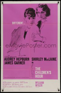9p182 CHILDREN'S HOUR 1sh 1962 close up artwork of Audrey Hepburn & Shirley MacLaine!