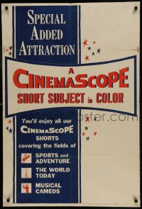 9p189 CINEMASCOPE SHORT SUBJECT IN COLOR 1sh 1950s sports and adventure, the world today, cameos!