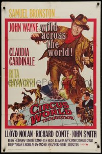 9p193 CIRCUS WORLD 1sh 1965 Claudia Cardinale, John Wayne is wild across the world!