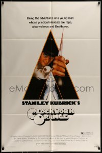 9p197 CLOCKWORK ORANGE 1sh 1972 Stanley Kubrick classic, Castle art of Malcolm McDowell, R-rated!