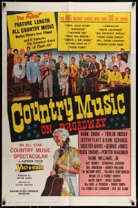 9p209 COUNTRY MUSIC ON BROADWAY 1sh 1964 first feature length all country picture, Hank Williams!