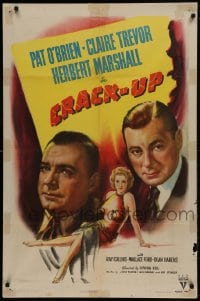 9p212 CRACK-UP style A 1sh 1946 Pat O'Brien, sexiest full-length Claire Trevor, Herbert Marshall