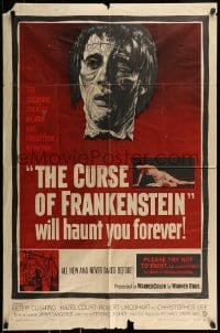 9p220 CURSE OF FRANKENSTEIN 1sh 1957 cool close up artwork of Christopher Lee as the monster!