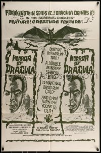 9p221 CURSE OF FRANKENSTEIN/HORROR OF DRACULA military 1sh 1964 great artwork from Hammer horror double bill!