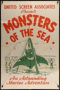 9p244 DEVIL MONSTER 1sh R1930s Monsters of the Sea, cool artwork of giant manta ray!