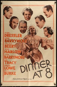 9p254 DINNER AT 8 1sh R1962 Jean Harlow in one of the most classic all-star romantic comedies!