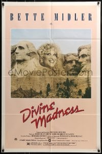 9p257 DIVINE MADNESS style A 1sh 1980 wacky image of Bette Midler as part of Mt. Rushmore!