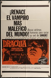 9p267 DRACULA PRINCE OF DARKNESS Spanish/US 1sh 1966 great image of vampire Christopher Lee!