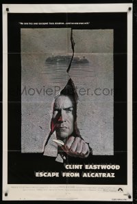 9p291 ESCAPE FROM ALCATRAZ 1sh 1979 Eastwood busting out by Lettick, but missing his signature!