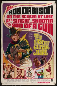 9p300 FASTEST GUITAR ALIVE 1sh 1967 cool art of singer Roy Orbison playing guitar firing bullets!