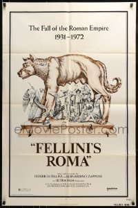 9p303 FELLINI'S ROMA 1sh 1972 Italian Federico classic, the fall of the Roman Empire!