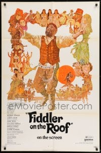 9p305 FIDDLER ON THE ROOF 1sh 1971 different montage artwork with Topol!