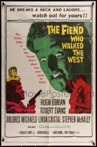 9p306 FIEND WHO WALKED THE WEST 1sh 1958 don't turn your back on the killer with the baby face!