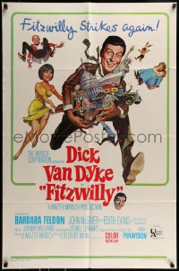 9p312 FITZWILLY 1sh 1968 great comic art of Dick Van Dyke & sexy Barbara Feldon by Frank Frazetta!