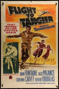 9p319 FLIGHT TO TANGIER 3D 1sh 1953 Joan Fontaine & Jack Palance in new perfected Dynoptic 3-D!