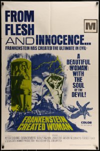 9p328 FRANKENSTEIN CREATED WOMAN 1sh 1967 Peter Cushing, Susan Denberg had the soul of the Devil!
