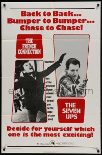 9p331 FRENCH CONNECTION/SEVEN-UPS 1sh 1974 crime thriller double-bill, the greatest chase movies!