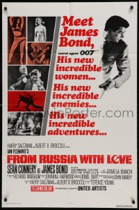 9p336 FROM RUSSIA WITH LOVE 1sh R1980 art of Sean Connery as James Bond 007 w/sexy girls!