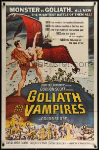 9p370 GOLIATH & THE VAMPIRES 1sh 1964 Maciste Contro il Vampiro, cool fantasy art by Reynold Brown
