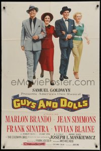 9p389 GUYS & DOLLS 1sh 1955 Marlon Brando, Jean Simmons, Frank Sinatra & Blaine arm-in-arm!
