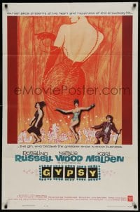 9p390 GYPSY 1sh 1962 wonderful artwork of Rosalind Russell & sexiest Natalie Wood!