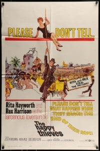 9p394 HAPPY THIEVES 1sh 1962 cool artwork of Rita Hayworth & Rex Harrison!