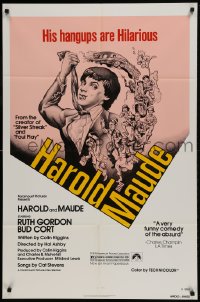 9p398 HAROLD & MAUDE 1sh R1979 Ruth Gordon, Bud Cort is equipped to deal w/life!