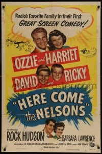 9p416 HERE COME THE NELSONS 1sh 1951 Ozzie, Harriet, Ricky, David & Rock Hudson too!