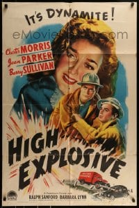 9p419 HIGH EXPLOSIVE style A 1sh 1943 Chester Morris, it's dynamite, great image of Jean Parker!