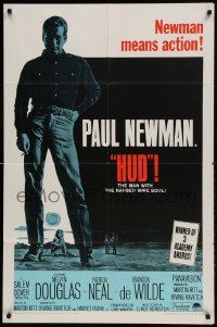 9p437 HUD 1sh R1967 Paul Newman is the man with the barbed wire soul, Martin Ritt classic!