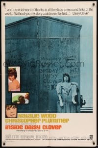 9p460 INSIDE DAISY CLOVER 1sh 1966 great image of bad girl Natalie Wood, Christopher Plummer!