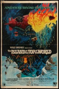 9p464 ISLAND AT THE TOP OF THE WORLD 1sh 1974 Disney's adventure beyond imagination, cool art!
