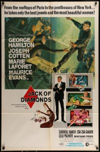 9p469 JACK OF DIAMONDS 1sh 1967 George Hamilton steals jewels & sexy women from Paris to New York!