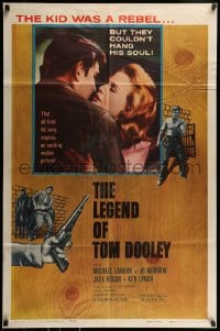 9p502 LEGEND OF TOM DOOLEY 1sh 1959 Ted Post directed, young Michael Landon, Jo Morrow!