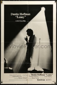 9p503 LENNY style A 1sh 1974 cool image of Dustin Hoffman as comedian Lenny Bruce at microphone!