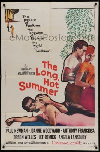 9p514 LONG, HOT SUMMER 1sh 1958 Paul Newman, Joanne Woodward, Faulkner directed by Martin Ritt!