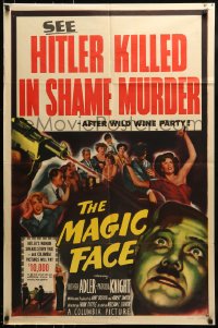 9p527 MAGIC FACE 1sh 1951 Luther Adler as Hitler slain in love nest after champagne party!