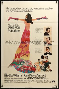 9p530 MAHOGANY 1sh 1975 cool art of Diana Ross, Billy Dee Williams, Anthony Perkins, Aumont