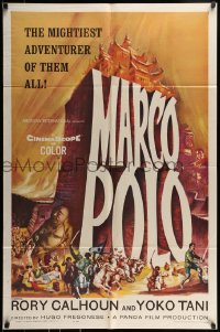 9p540 MARCO POLO 1sh 1962 Rory Calhoun as the mightiest adventurer of them all, cool art!