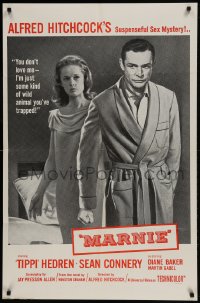 9p545 MARNIE military 1sh 1964 Sean Connery & Tippi Hedren in Hitchcock suspenseful sex mystery!