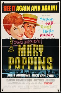 9p549 MARY POPPINS awards 1sh 1965 Julie Andrews, Dick Van Dyke, Disney musical classic!
