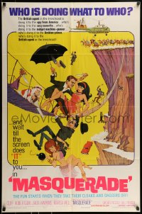 9p551 MASQUERADE 1sh 1965 Cliff Robertson, great wacky Jack Rickard artwork!