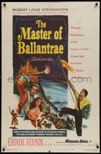 9p553 MASTER OF BALLANTRAE 1sh 1953 Errol Flynn, Scotland, from Robert Louis Stevenson story!