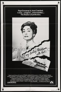 9p573 MOMMIE DEAREST 1sh 1981 great portrait of Faye Dunaway as legendary actress Joan Crawford!