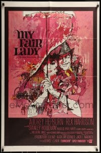 9p589 MY FAIR LADY 1sh 1964 classic Bob Peak art of Audrey Hepburn & Rex Harrison!